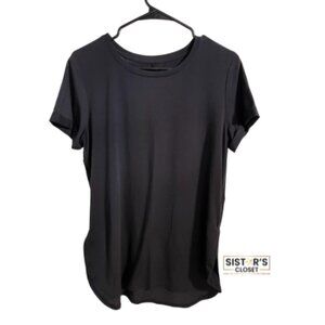 Tek Gear Black T-Shirt Women's Large with Cuffed Sleeves